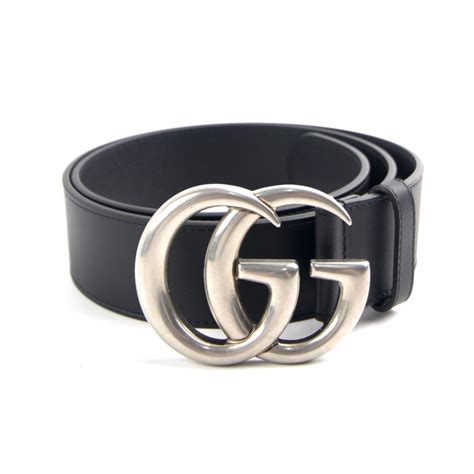 gucci belt black with silver buckle|black Gucci belt with buckle.